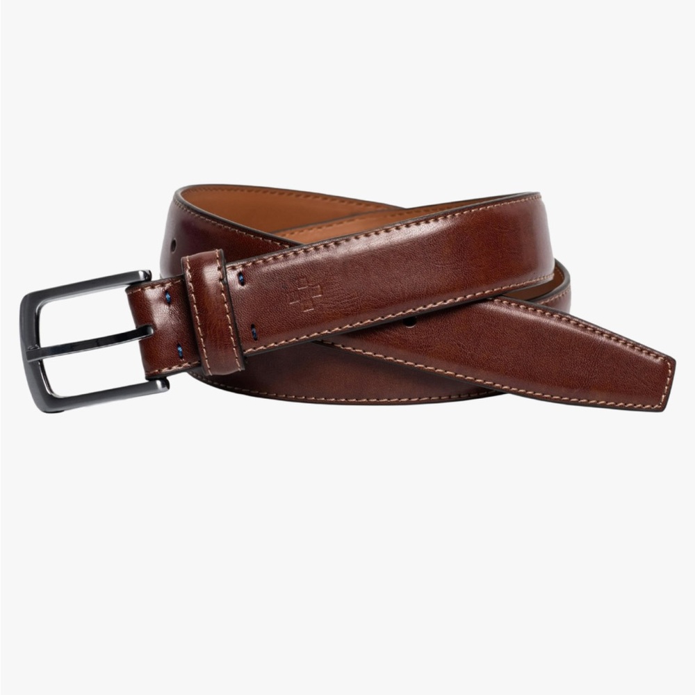 Vince Camuto Men’s Brown Leather Belt with Silver Buckle Size 38/95